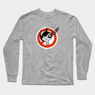 No Smoking Cat Sign Retro 30s Cartoon Rubber Hose Style Long Sleeve T-Shirt